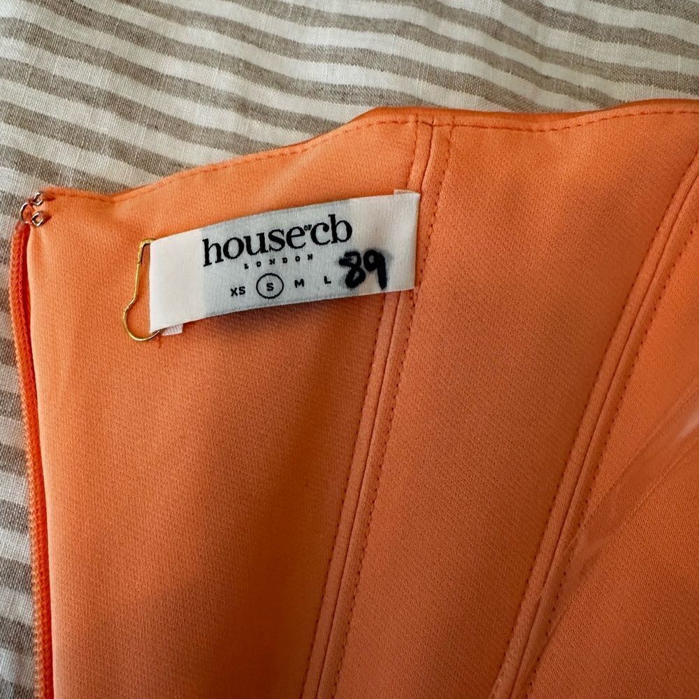 House Of Cb Alora Tangerine Strapless Corset Midi Dress-G19 - Picture 8 of 8